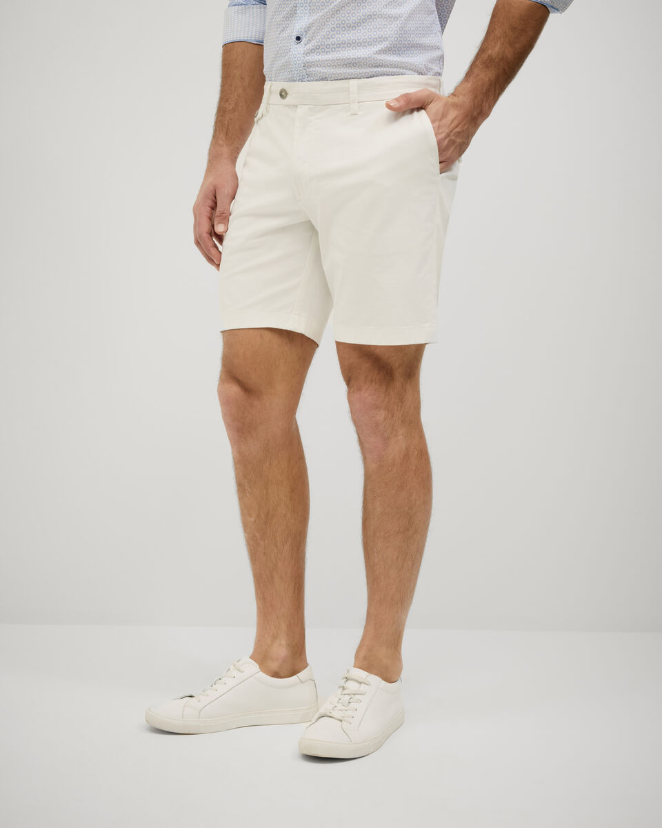 Slim Stretch Cotton Stretch Chino Short, White, hi-res